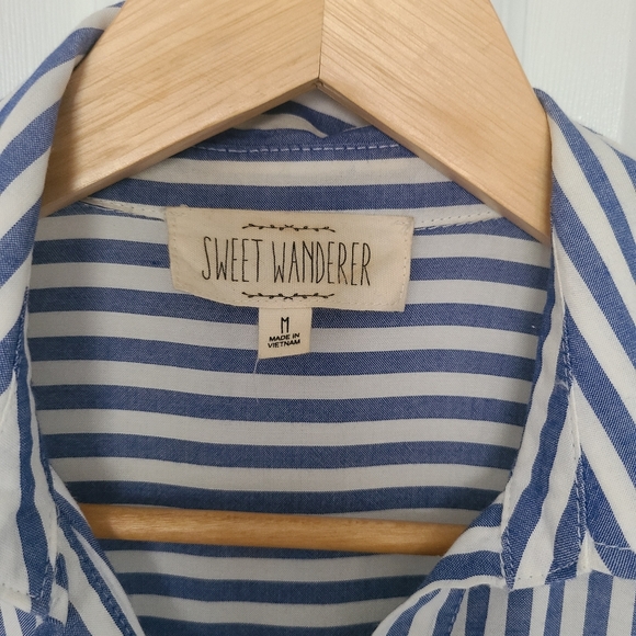 SWEET WANDERER Blue/White Striped Shirt - Picture 3 of 4